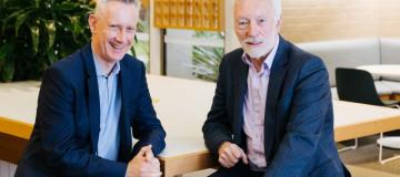 VU VC Prof Adam Shoemaker with Orygen Exec Dir Prof Pat McGorry